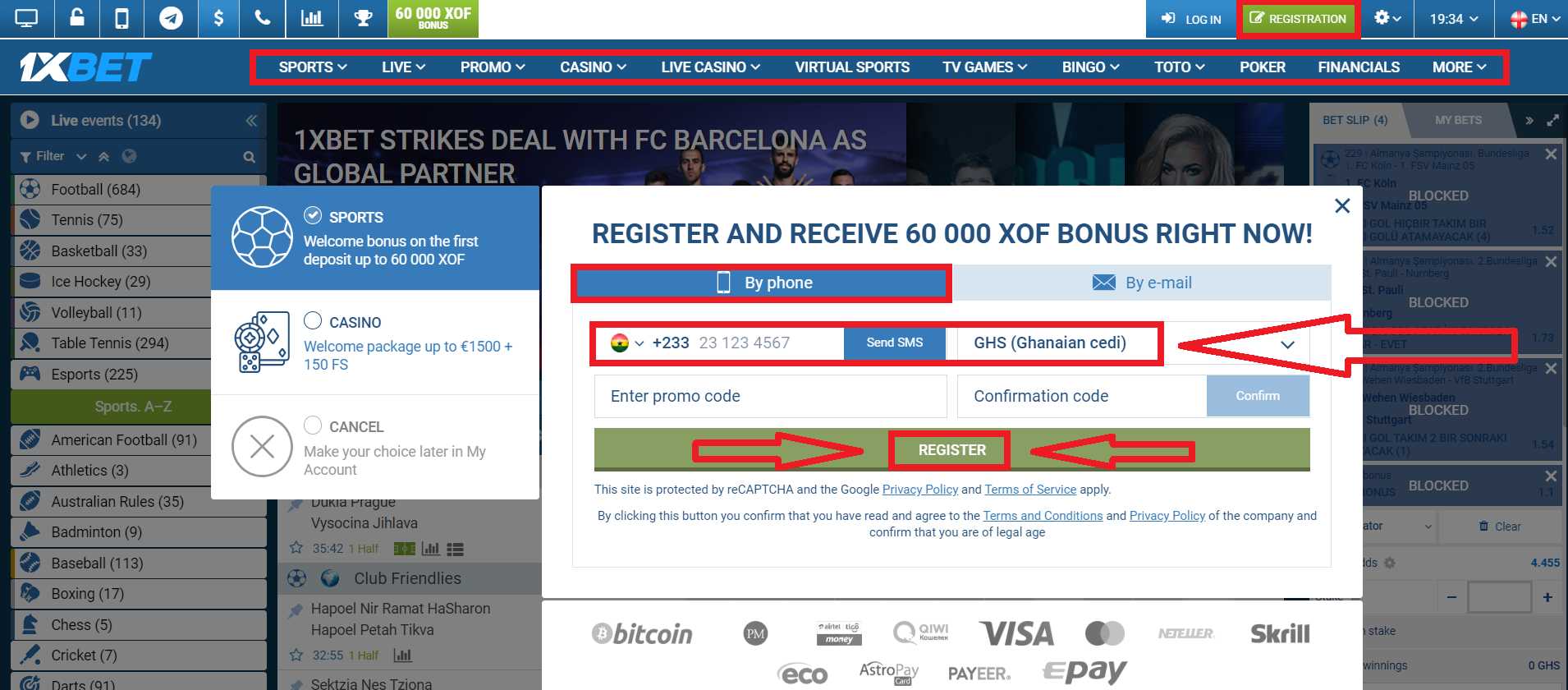 Where to Go Through 1xBet Ghana Registration